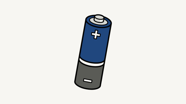Illustration of a blue and grey alkaline battery cell