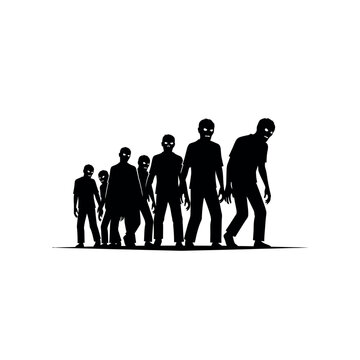 Group of zombies walking together slowly.