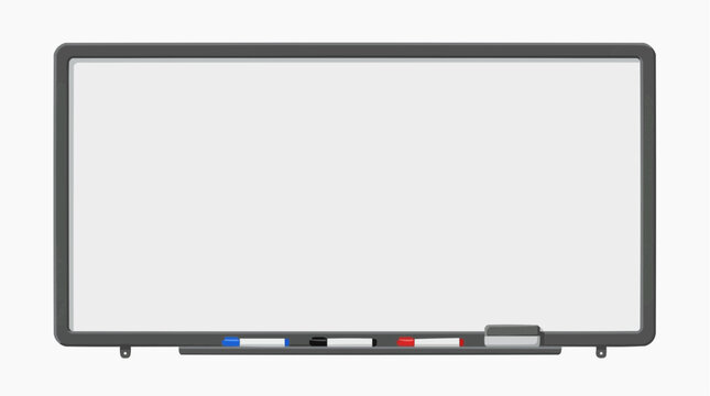 Digital Whiteboard Ready for Ideas: A modern, clean digital whiteboard with markers, perfect for brainstorming, presentations, and interactive learning.