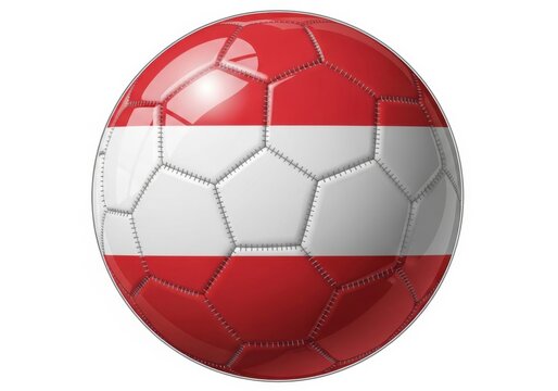Soccer ball with austria flag pattern isolated on white background