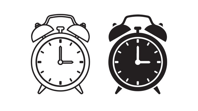 Alarm Clocks with Black and White Designs Showing the Time Featuring Clock Face, Analog Clock, Vintage with Retro and Classic Elements for Timepiece,
