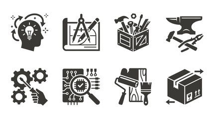 Fototapeta premium Set of engineering construction and industrial maintenance icons.