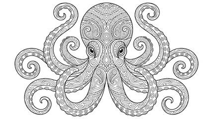 Detailed octopus with geometric patterns. © NAZMA