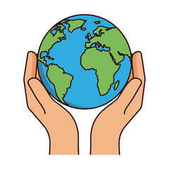 Fototapeta premium Hands Holding Planet Earth Globe, Environmental Protection and Care Concept
