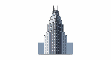 Obraz premium Tall art deco skyscraper with stepped levels and antenna spire