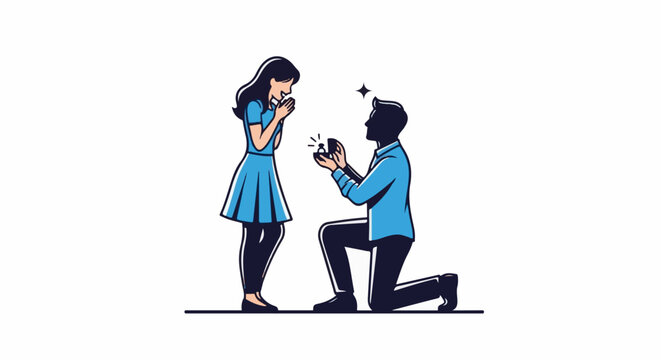 A man proposes to a woman with a ring