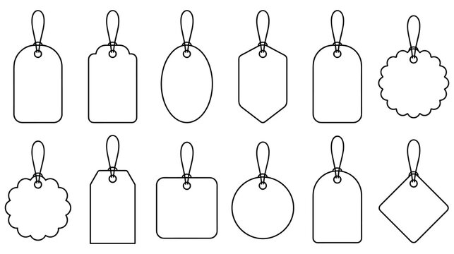 set of blank price tags with strings for merchandise.