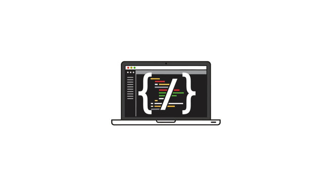Laptop with coding on screen.