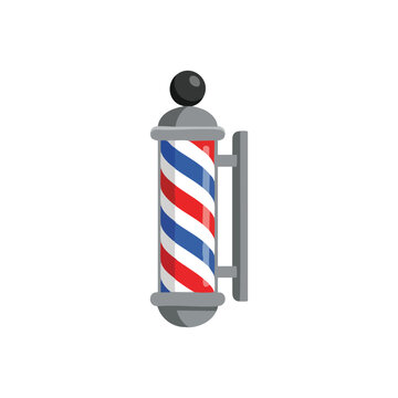 Classic red white blue barber pole sign.