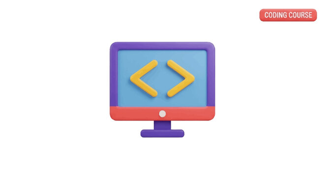 Colorful computer monitor with coding symbols.