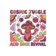 Obraz premium Psychedelic Cosmic Juggle Acid Rock Revival Poster.