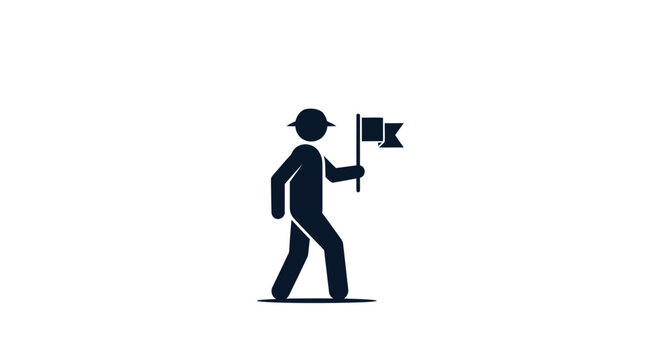 Man holding a flag stick.