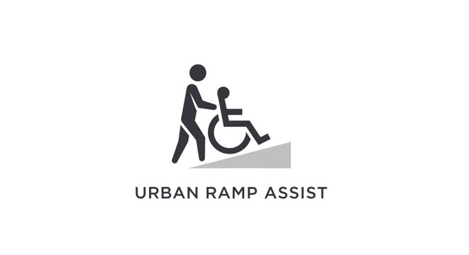 Man assisting woman in wheelchair ramp.
