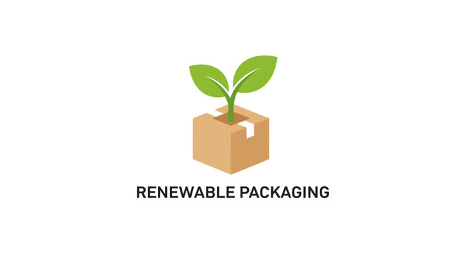 Eco friendly cardboard box with sprout.