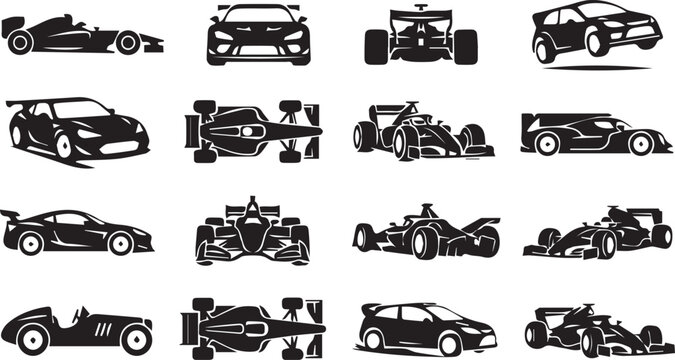 Vector Set of Racing and Sports Cars Icons