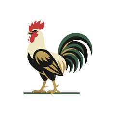 Stylized rooster standing isolated on white. © riiicil