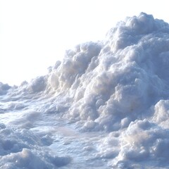 Naklejka premium Pristine white snow pile with icy crystalline texture, fresh winter snowdrift under bright natural light, cold frozen snowy landscape detail for seasonal weather and holiday concepts isolated