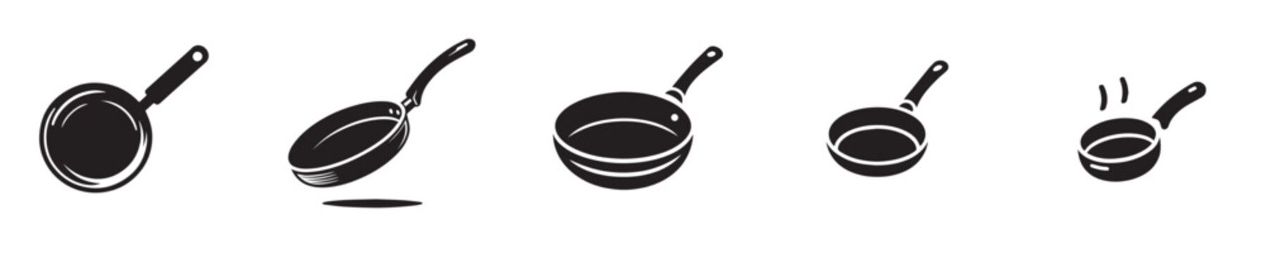 frying pan vector with silhouette style