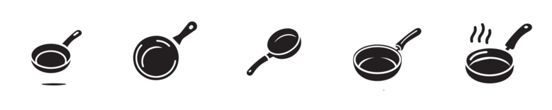 frying pan vector with silhouette style