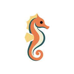 Colorful stylized seahorse icon on white. © riiicil