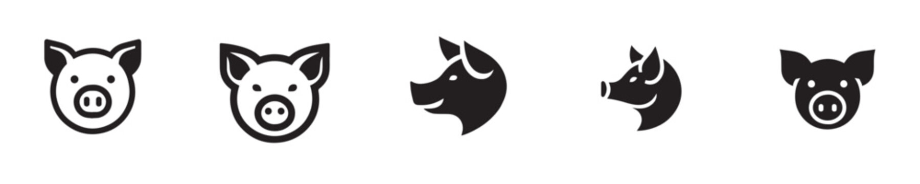 pig head vector with silhouette style