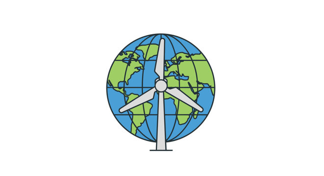 Wind turbine on a globe earth.