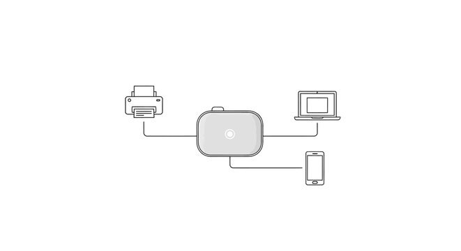 Wireless router with connected devices.