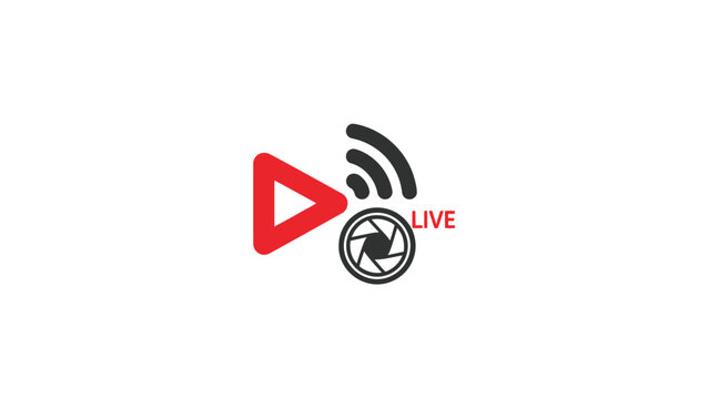Red Play Button Live Streaming Symbol.
