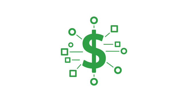 Green dollar sign with connecting lines.