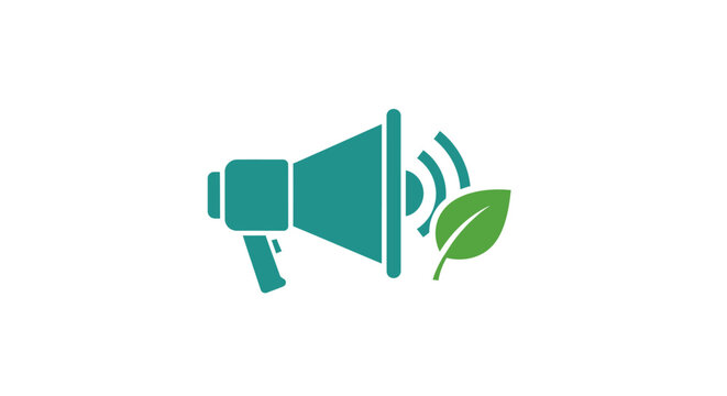 Green Megaphone with Leaf Icon.