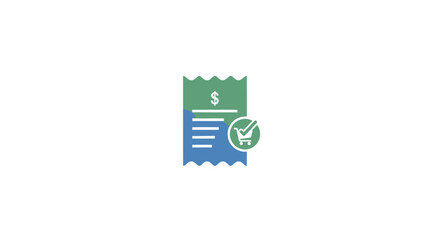 Fototapeta premium Green verified check mark receipt icon.