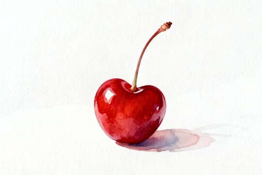 Watercolor cherry for food and design projects