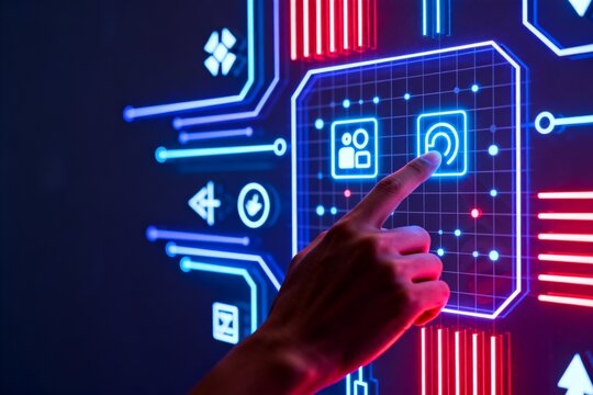 Futuristic interface interaction for tech presentations
