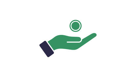 Green hand holding a coin up. © Galy Ariyandy