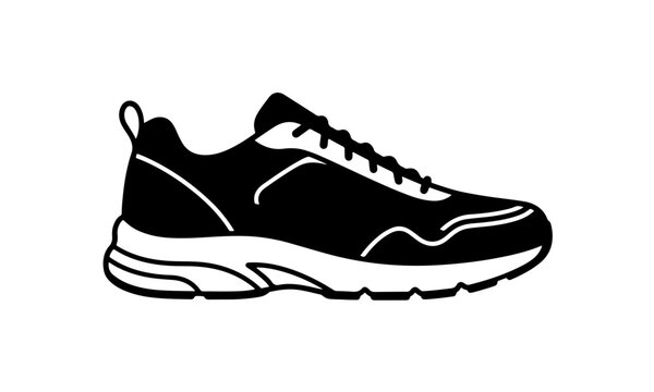 Chunky sneaker icon with solid pull tab heel loop white outsole curved upper for sport fitness UI