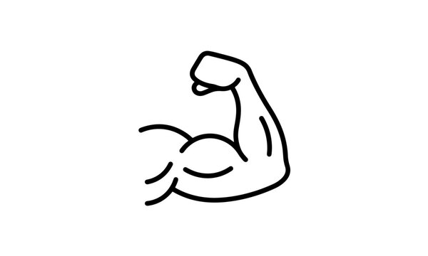 Flex arm icon outline bicep muscle strength medium stroke vector for gym fitness app UI