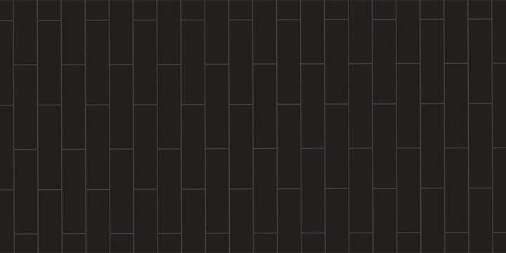 black brick wall texture, seamless cladding pattern for interior decoration, kitchen backsplash, plastic panel, building outdoor design. Abstract minimal background, vector eps 10