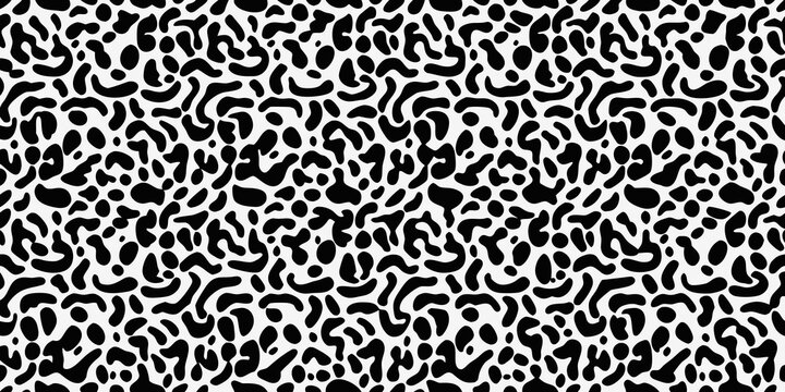 Leopard print pattern black and white seamless repeating design