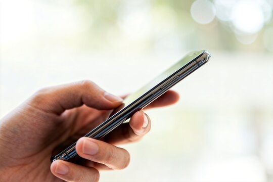 Close-up of hand holding smartphone for mobile app design