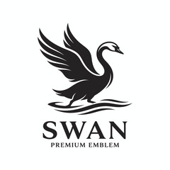 Fototapeta premium Premium swan emblem logo design.