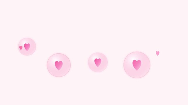Floating heart bubbles on soft pastel backdrop creating playful romantic atmosphere