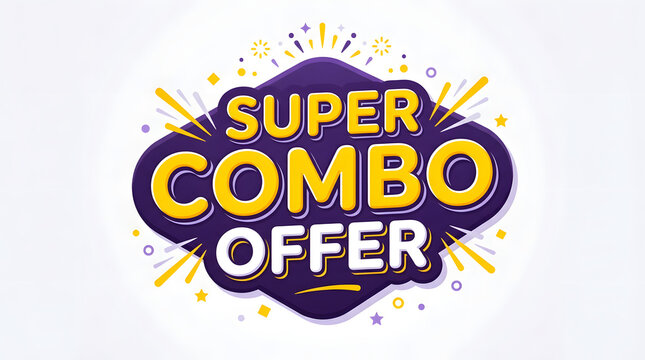 Super Combo Offer Promotional Badge with Bold Cartoon Typography