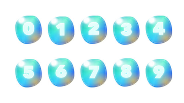 Aqua Pebble Number Button Collection