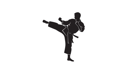 Obraz premium karate fighter silhouette on white background martial