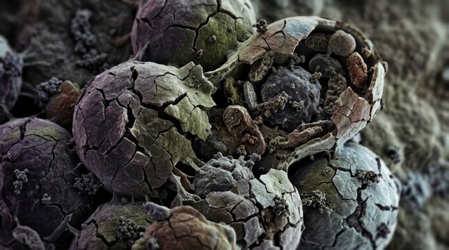 Microscopic View of Cracked and Dried Cells