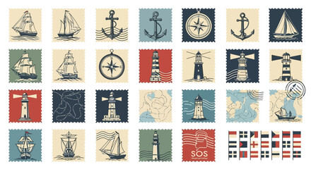 Nautical icons and symbols collection. © kely