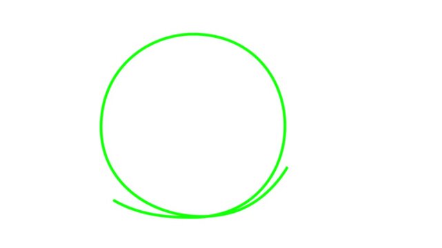 Set of circle, round, frame, buble, outline self drawing animation. Green line animated on white background. Copy space