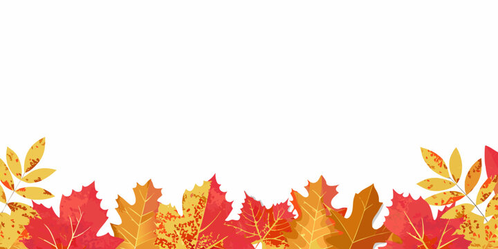 colorful autumn leaves border decoration with white background fall seasonal ornament frame
