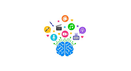 Brain with creative thought symbols. © alok