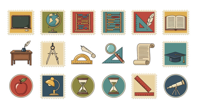 Vintage Educational Icons and Symbols.